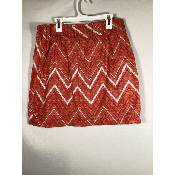BANANA REPUBLIC Pull on Geometric Skirt Orange Size 6 Preppy Casual Linen Blend - Picture 3 of 8